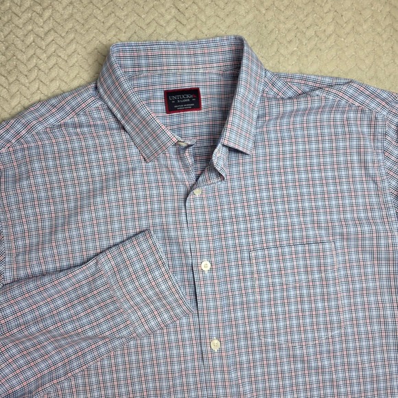 UNTUCKit Other - UNTUCKit Mens XL Long Sleeve‎ Plaid Button Down Shirt Blue Pink Stretch